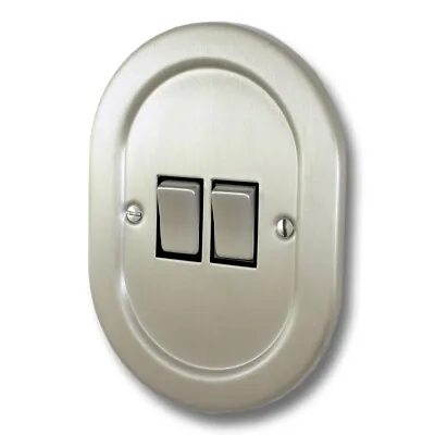 Litecraft Light Switch 10A 2 Gang Electrical Fitting - Satin Nickel Clearance    • £14.99