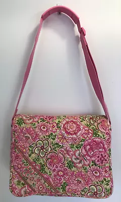 Vera Bradley Petal Pink Messenger Bag Crossbody Laptop 14x11 Made In USA VGUC • $18.99