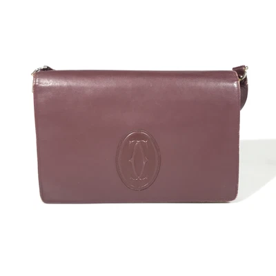 $0.99 • Buy CARTIER Bag Shoulder Bag Brown Lerther Must Line Authentic