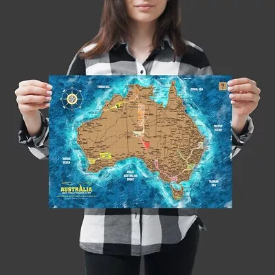 A3 Scratch Off Map Of Australia. Travel Edition • $60