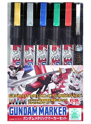 Mr.Hobby GMS121 Gundam Metallic Marker Set Paint Color Pen 6pcs Bandai Model • £15