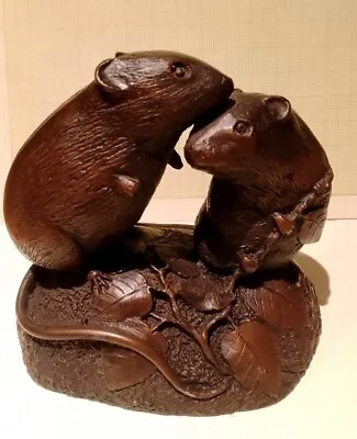 Vintage Cold Cast Bronze Mice  By Cellini Arts Signed DeVine Animal Ornament • £19.99