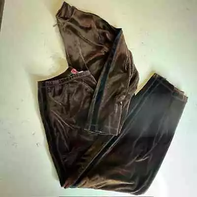 JM Brown Sporty Velour Stretch Pantsuit Set Jacket/XL Pant/L • $32