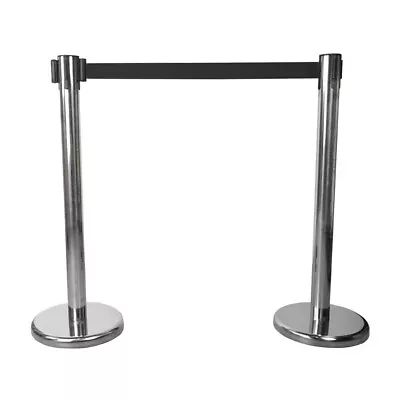 £23.48 • Buy 2X Chrome Crowd Barrier Control Queue Stanchion Post Stands +2X Retractable Belt