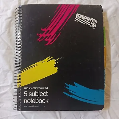 1990s Keepin Tabs  Meade Spiral  5 Subject Notebook VTG 200 Sheets 8.5” X 11”  • $20.99