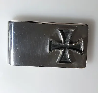 925 Sterling Silver Vintage Money Clip With Maltese Cross Design • $77