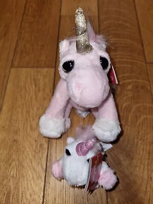 *russ* Lil Peepers Suki Plush Mummy & Baby Unicorn Teddy & Keychain Gift Bnwt • £4.99