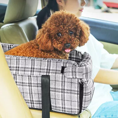 Car Pet Armrest Booster Console Seat Nonslip Cat Dog Carrier Kennel Bed Portable • £16.94