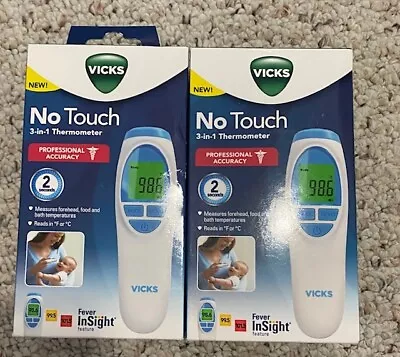 Vicks No Touch 3-in-1 Thermometer Measures Forehead Food And Bath Temperatures • $18