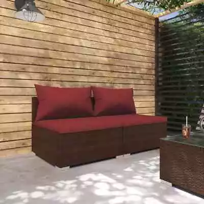 VidaXL 2 Piece Garden Lounge Set With Cushions Poly Rattan Brown • $309.86