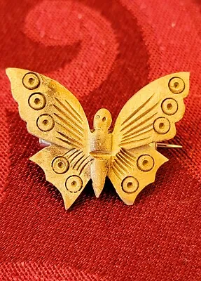 Vintage Olive Wood Butterfly Pin 35mm • $4.99