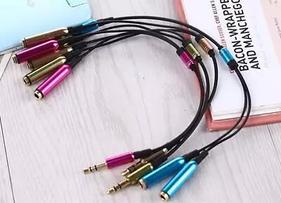 3.5mm Stereo Audio Splitter Jack Earphone Headphone 2 Way Adapter Y Cable Lead • £3.39