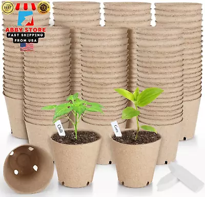 130 Pcs Organic Peat Pots 3.15 Inch Nursery Pot Round Plant Seedling Pots With • $24.11