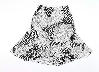 Saloos Womens White Animal Print Polyester Swing Skirt Size 30 In • £9.75