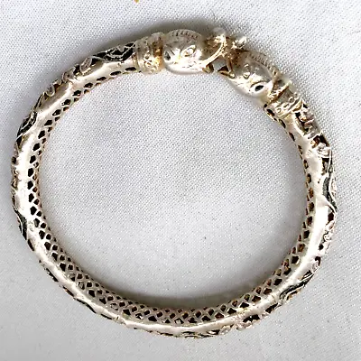 Vintage Chinese Sterling Silver Enamel Dragon Bracelet • $129.99