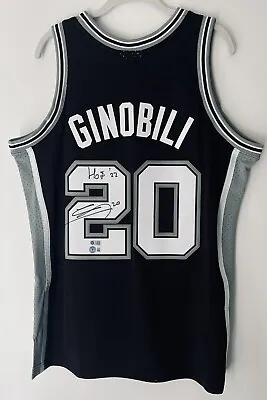 Manu Ginobili  HOF 02  Signed San Antonio Spurs NBA Swingman Jersey BAS & USASM • $52