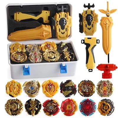 12x Beyblade Gold Burst Portable Box Set - Spinning With Grip Launcher Case Toy • $40.90