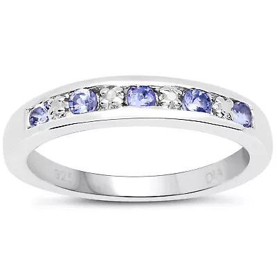 3mm Wide Sterling Silver Channel Set 0.45ct Tanzanite & Diamond Eternity Ring • £39.99