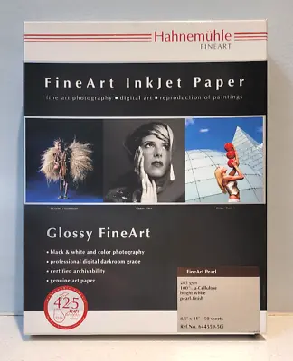 HAHNEMUHLE FineArt Glossy Bright White Inkjet Paper. 8.5 X 11  285 GSM 45 Sheets • $29.94