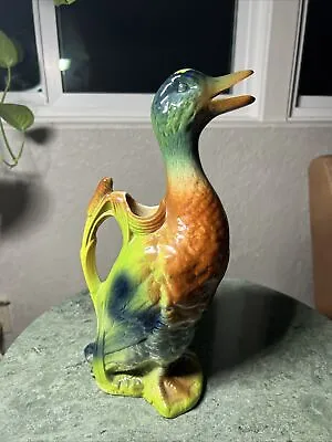 Vintage St Clement Majolica Pottery Duck Wine Absinthe Pitcher France • $50