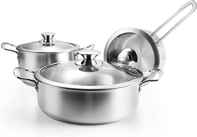 $51.73 • Buy Stainless Steel Cookware Set, 6-Piece Pots And Pans Set, Works With Induction, E