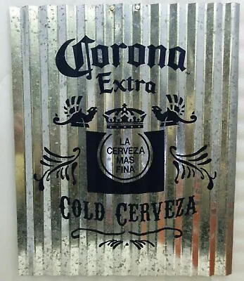 Corona Extra Cold Cerveza 15  X 12  Corrugated Tin Metal Sign Man Cave Decor • £20.24