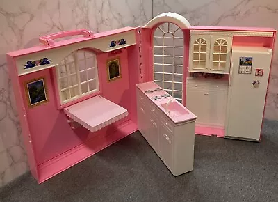 Barbie Happy Family Magic Kitchen Rare Pink Version Fold Up Dollhouse HTF • $68