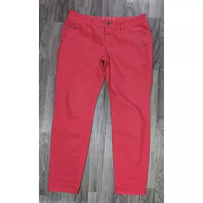 Elle Womens Size 12 Pockets Skinny Pink Red Denim Jeans • $14.01