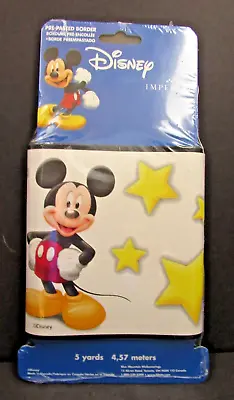 Mickey Mouse With Stars On White Wallpaper Border 5 Yards Pre-Pasted DF026305BFP • $13.56