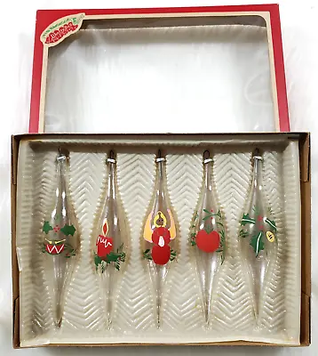 5 Vintage Liberty Bell Hand Painted Angel Candle Teardrop Icicle Glass Ornaments • $46.40