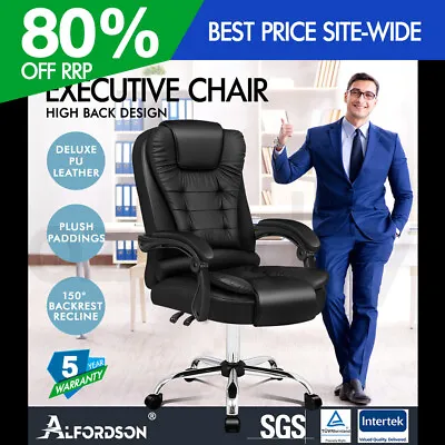 ALFORDSON Office Chair Gaming Executive Computer Recliner Racer PU Leather Seat • $139.95