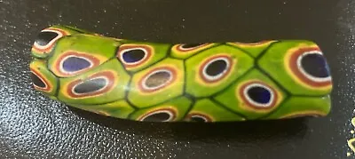 Antique Venetian Green  Millefiori Elbow Glass African Trade Bead 1 3/4” • $22