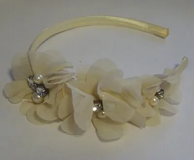 Vintage Crystal Diamante & Pearl Embellished Floral Hair Band Wedding Headdress • $19.54