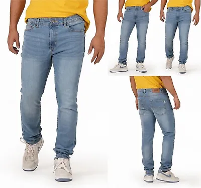 Mens Slim Fit Jeans Relaxed Casual Elegant Skinny Stretch Light Blue Denim Pants • $20.39