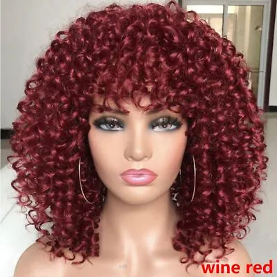 Fancy Cosplay Synthetic Wigs Afro Kinky Curly Full Wig With Bangs Short Wig • $16.51