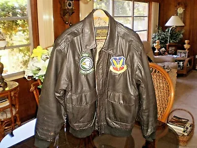   Type A-2 USAF Brown Leather Flight Jacket Size Large R USAF Patches • $129