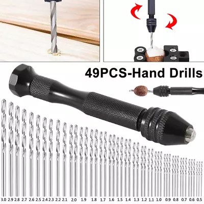 49PCS Precision Pin Vise Hobby Drill Bits With Model Twist Hand Drill Bits Set • $8.89