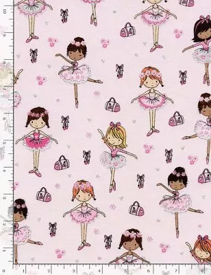 Ballerinas Fabric Ballet Tutu Girls Pink Cotton Timeless Treasures CM3817 Yard • $10.98