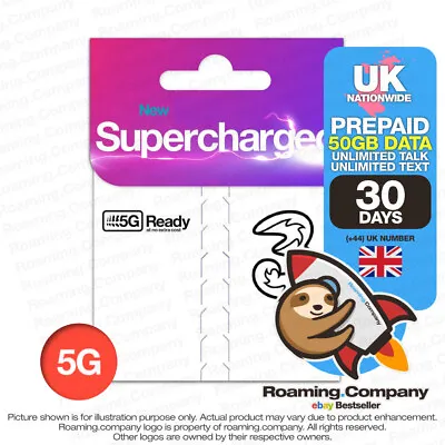 🚀 UK 30DAY UNLIMITED CALL TEXT 50GB DATA 5G Prepaid Travel SIM Hotspot  • $34.99