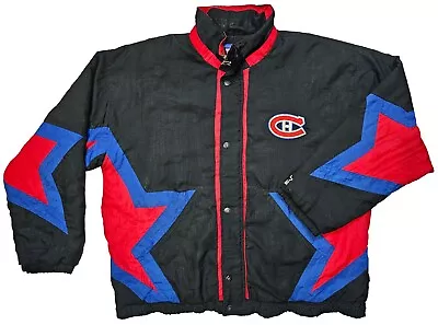 Starter Montreal Canadiens Jacket 90's VTG Hockey NHL Men's Black Size XL Nylon • $87.98