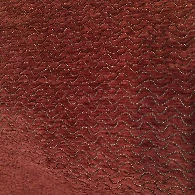 Wool Upholstery Chenille Fabric Russet Rust Red Gold Accent Thread Wavy BTY • $38.21