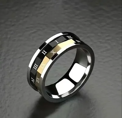 Rotating Stylish Roman Numeral Wheel Fidget Anti-Anxiety Mechanical Ring Size 7 • $24.97