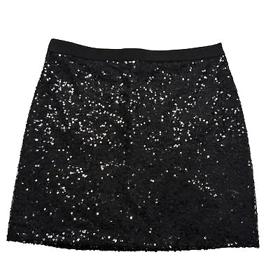 J.Crew Sequin Over Mesh Lined Mini Skirt Black Size 0 • $48.99