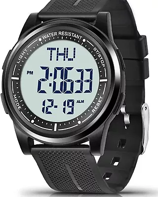 WIFORT Mens Digital Sports WatchWaterproof With 12/24H LCD Backlit Stopwatch • £18