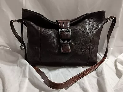 Brighton Handbag Brown Pebble Leather W/ Embossed Croc A4149942 Vintage - EUC • $14.37