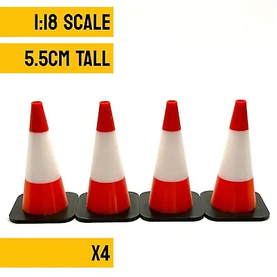 1:18 Scale 1M Miniature Traffic Road Cones - Ideal For Diorama / Cars & Display • £5.99