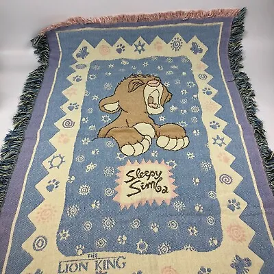 VTG Disney THE LION KING-SLEEPY SIMBA Tapestry Blanket Throw Wall Hanging 34x48 • $42.97