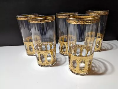 Vintage Culver Set Of 5 Antigua 22K Gold Highball Glasses Luxurious Mid-Century • $62