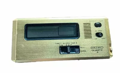 ⏰ Vintage Seiko Japan Quartz LCD Travel Digital Clock  Velvet Pocket. Working • $6.22