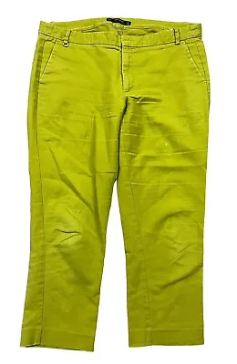 Zara Basic Green Yellow Mustard Women Size 12 (38x25) Cropped Ankle Chino Pants • $17.99